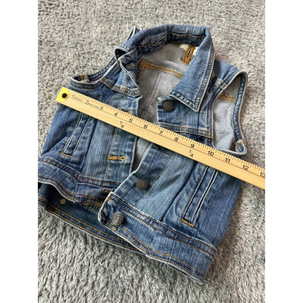 Old Navy Girls Stretch Denim Vest Size 8 Blue Button Up Cotton Blend